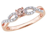 1/5 Carat (ctw) Morganite Ring with Diamonds in Rose Plated Sterling Silver
